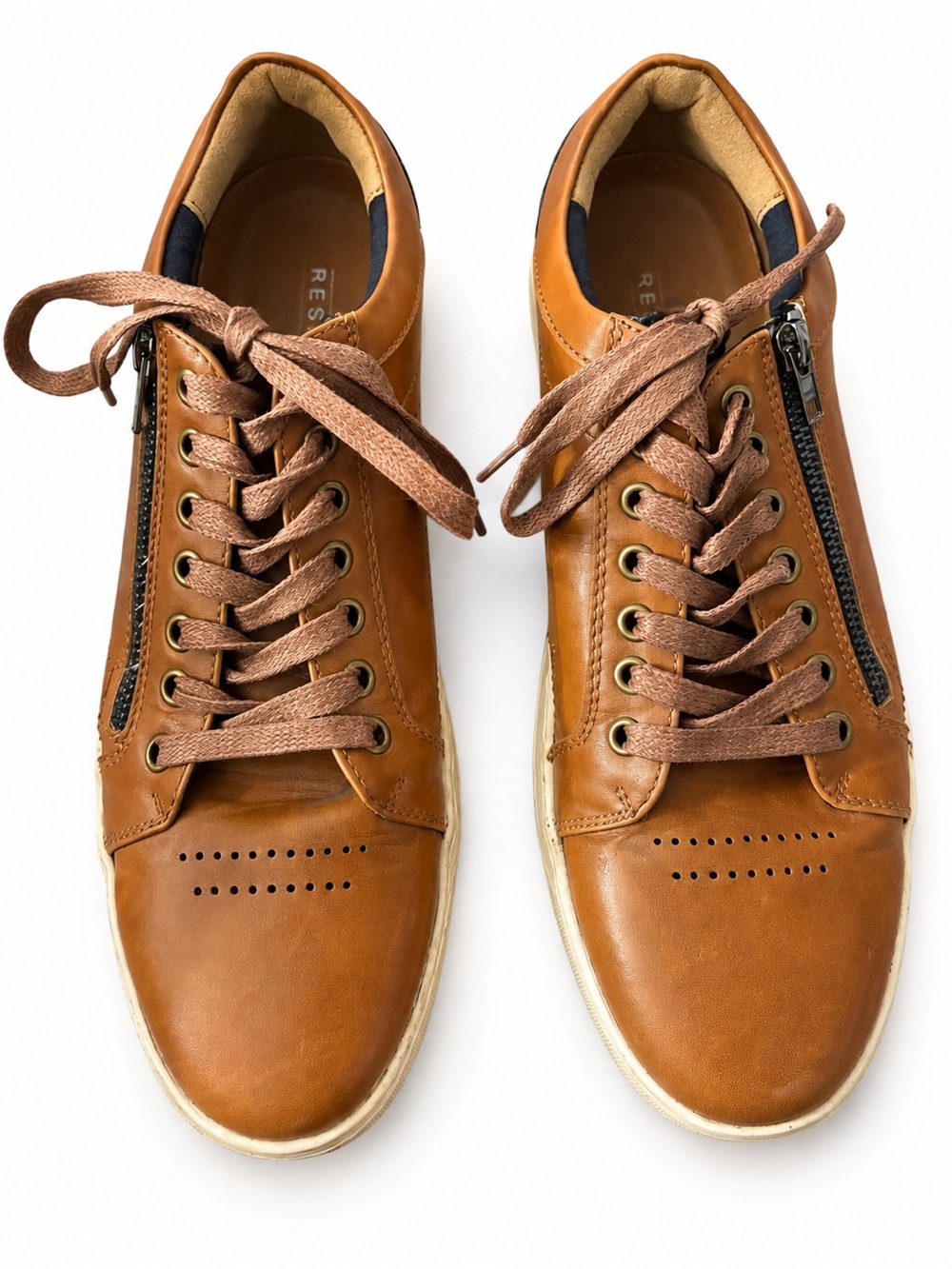 Registry Bentley Men’s Casual Fashion Sneakers - Brown – Side Zip Lace-Up